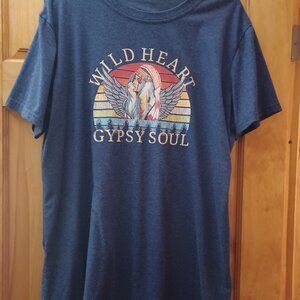 NWOT WILD HEART WILD GYPSY SOUL HEATHER BLUE T S HIRT